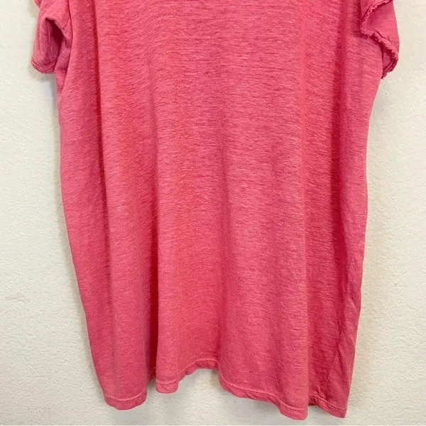 Stark x‎ Pink Linen Flutter Sleeves Scoop Neck Relaxed Fit Top Size XS - Image 4