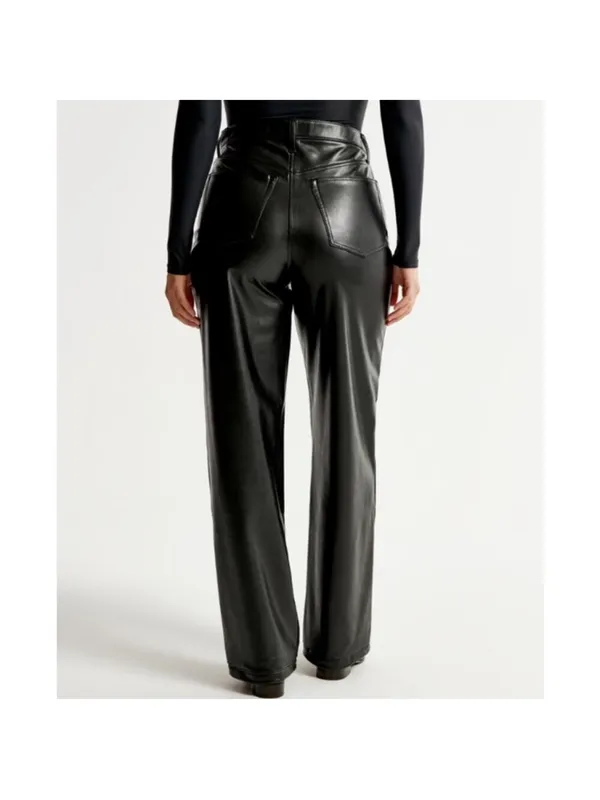 Abercrombie & Fitch the loose high rise faux leather black pant size 25 - Image 6