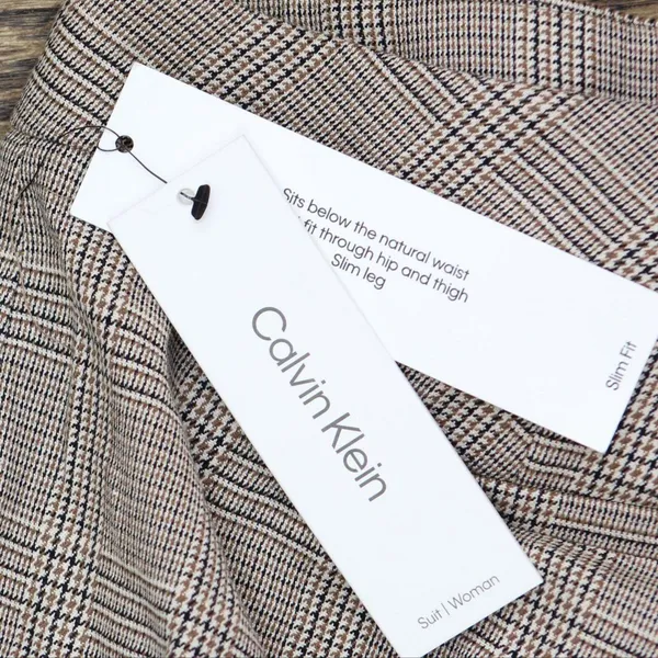 NWT Calvin Klein Plus Size Plaid Ankle Pants X38P6037 16W Luggage Multi Brown - Image 7