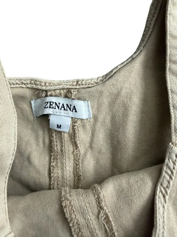 ZENANA Beige Casual Romper Size Large Womens - Image 3