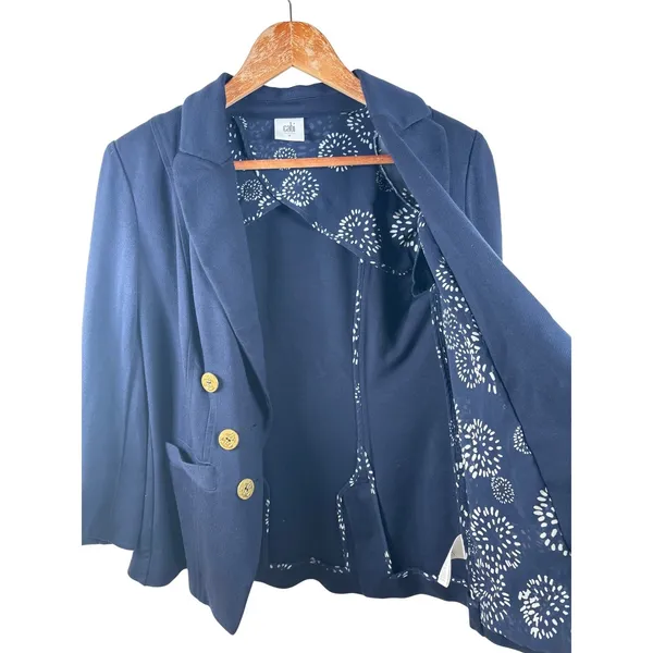 Cabi Size‎ 4 Navy Blue Double Breasted Blazer Gold Anchor Buttons Professional - Image 5