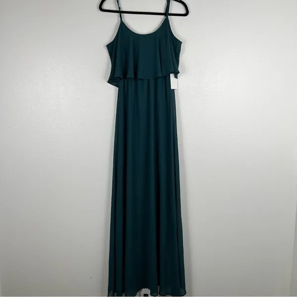 Show Me Your Mumu Caitlin Ruffle Maxi Dress Deep‎ Jade Chiffon Sz XXS - Image 7