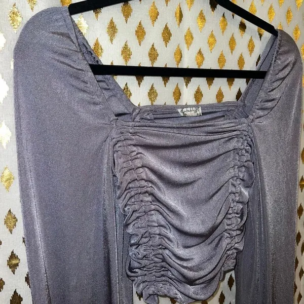 Free people intimately Meant to Be Ruched silver mauve lilac blouse crop top siz - Image 2