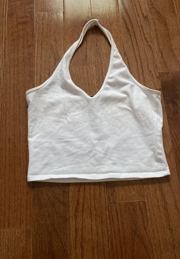 Brandy Melville John Galt White Alexis Halter Cropped Top - Image 2