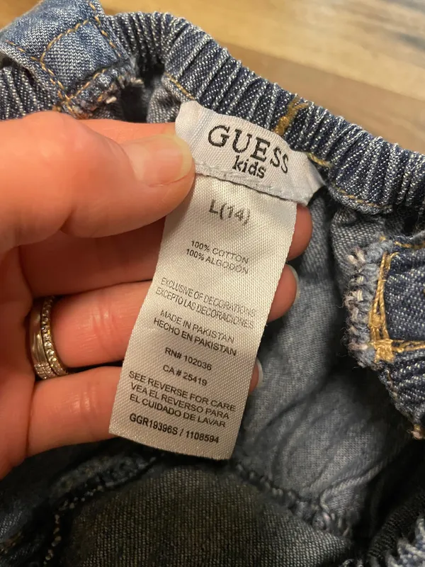 GUESS Girls' Denim Button-Front Romper - Dark Blue Size Large Jumpsuit - Image 7