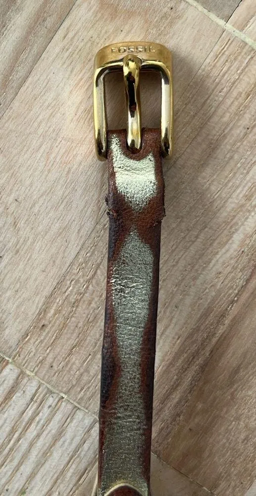Fossil Georgia Ladies Watch Genuine Leather Strap Gold Dial Case New Battery - Image 7