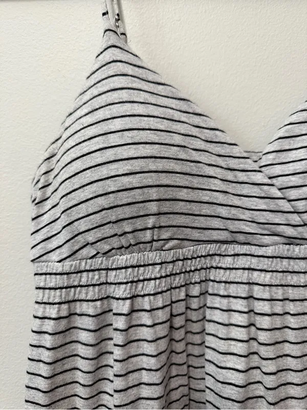 Pink Rose Striped Ruffle Mini Dress in Gray and Black Size M - Image 3