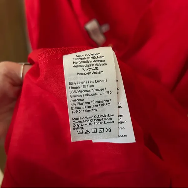 J.Crew Collection Side-Ruched Dress Stretch Linen-Viscose Blend Red Plus Size 24 - Image 7