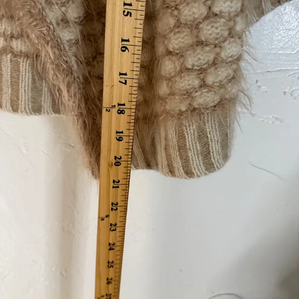 Anthropologie Moth Fuzzy Bobble Knit Cardigan Shawl Sweater‎ Capelet Beige S - Image 8