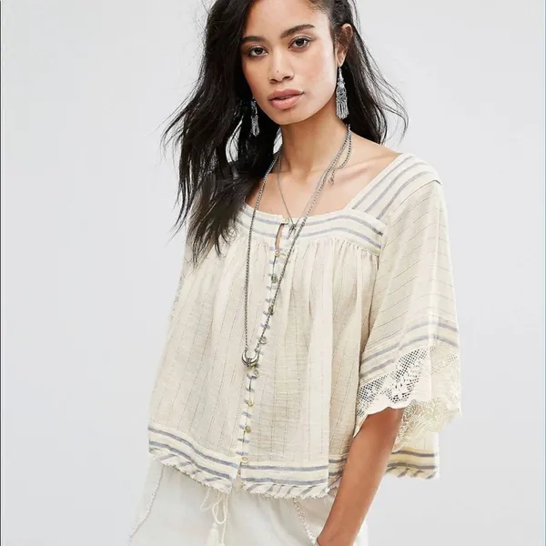 Free People See Saw Top With Glitter Thread Detailing Size XS - Image 2