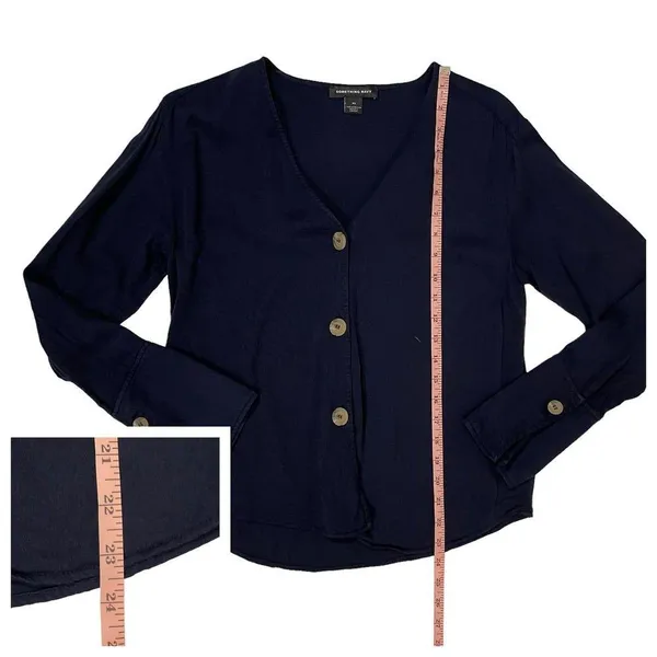 SOMETHING NAVY Pretty Button Through Top - Navy Blue - XS - Image 2