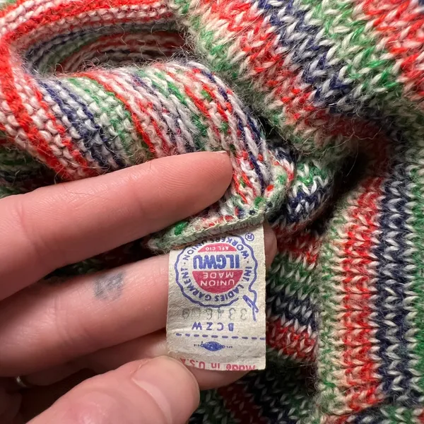 VTG Retro Knit‎ Cardigan Sweater USA Made Union Colorful Button Up Wool Womens S - Image 8