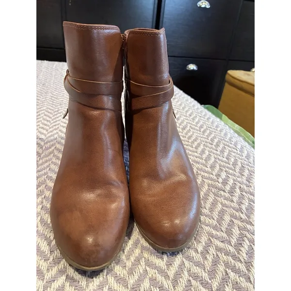 Frye & Co Italia Brown Ankle Boots Womens Size 9M Side Zip Block Heel Booties - Image 9