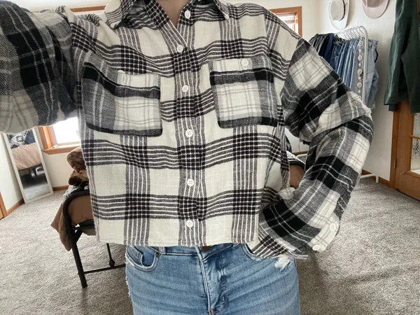 American Eagle Outfitters Cropped Flannel - Image 2