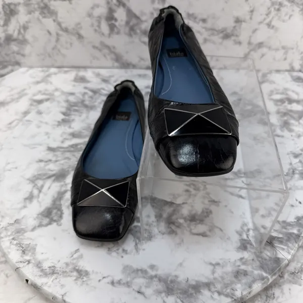 Biala Black Leather Square Toe Ballet Flats Size 8 Made in Italy - Image 4
