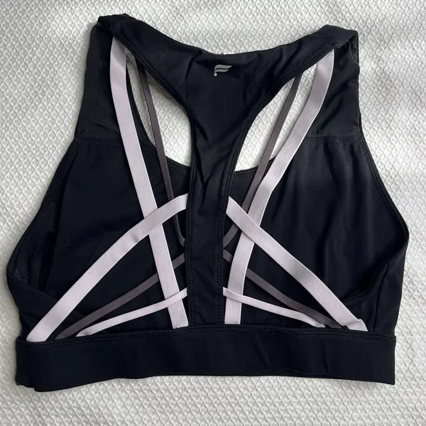 Fabletics Womens Black Multicolor Sports Bra With Pads Size‎ POSSIBLY medium - Image 2
