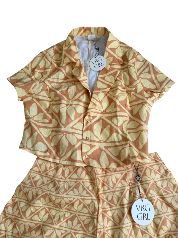 VRG GRL Orange Yellow Floral Two Piece Set Size 10 NEW NWT - Image 4