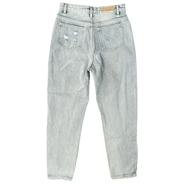 White Fox Light Wash High Rise Distressed Denim Straight Mom Jeans Size S 26" - Image 7
