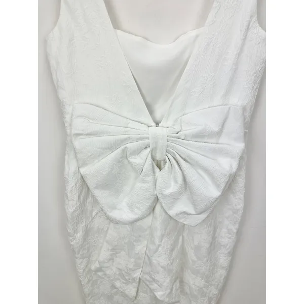 NEW Lulus Exceptional Vision White Jacquard Removable Bow Jumpsuit Bridal XL - Image 8