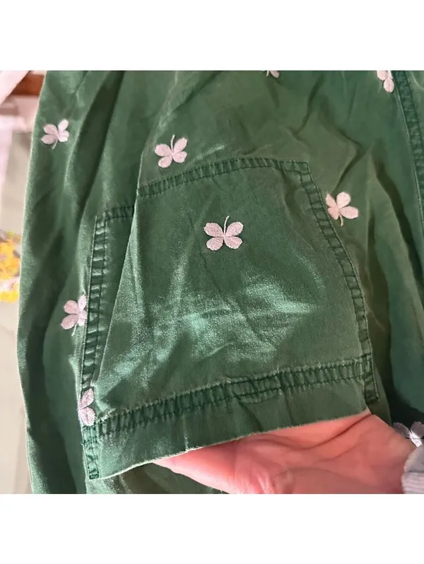 American Eagle Green Floral Embroidered Lounge Pants Size XL - Image 8