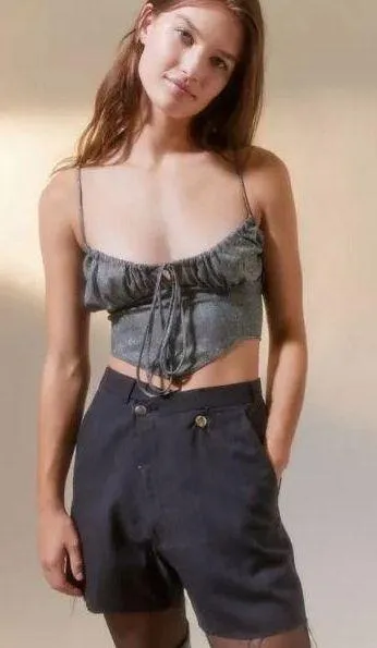 Urban Outfitters Silver Sparkly Hanky Hem Cami Crop Top - Image 6