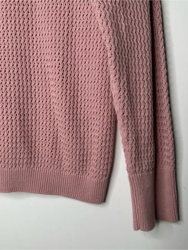 Varley Calva Knit Half-Zip Cotton Sweater Pink Size Small - Image 4