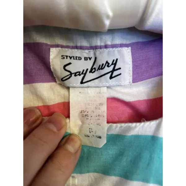Styled by Saybury Women’s Rainbow Stripe Maxi Dress Pockets Boho Size XL Vintage - Image 6