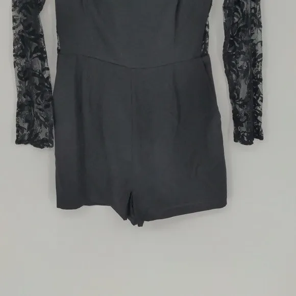 Yumi Kim Romper Women’s Small Black Silk Floral Lace Long Sleeve Open Back - Image 4