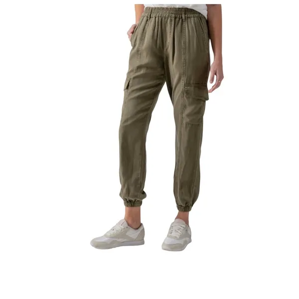 ABERCROMBIE & FITCH Paperbag Tencel Cargo Pant Jogger Sz L Burn Olive Grunge Y2K - Image 11