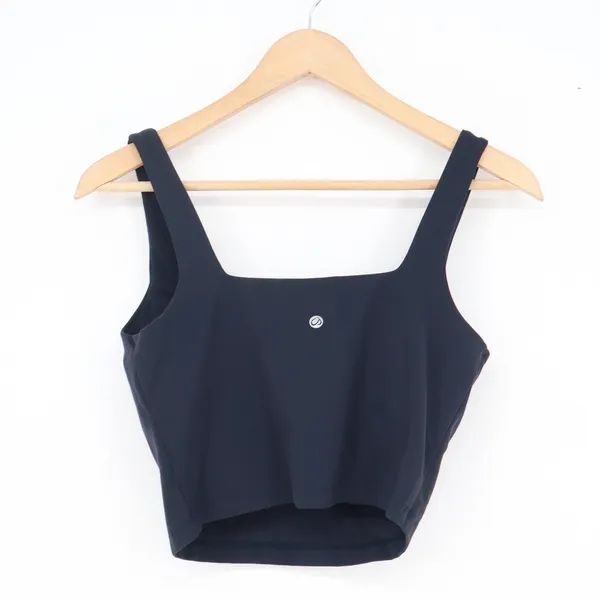 CRZ YOGA Navy Blue Square Neck Longline Sports Bra Crop Top Medium - Image 3