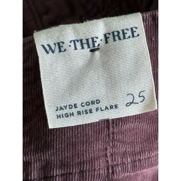 We The Free People NWT Jayde Cord High Rise Flare Jeans 25 Brown Boho 70s - Image 5