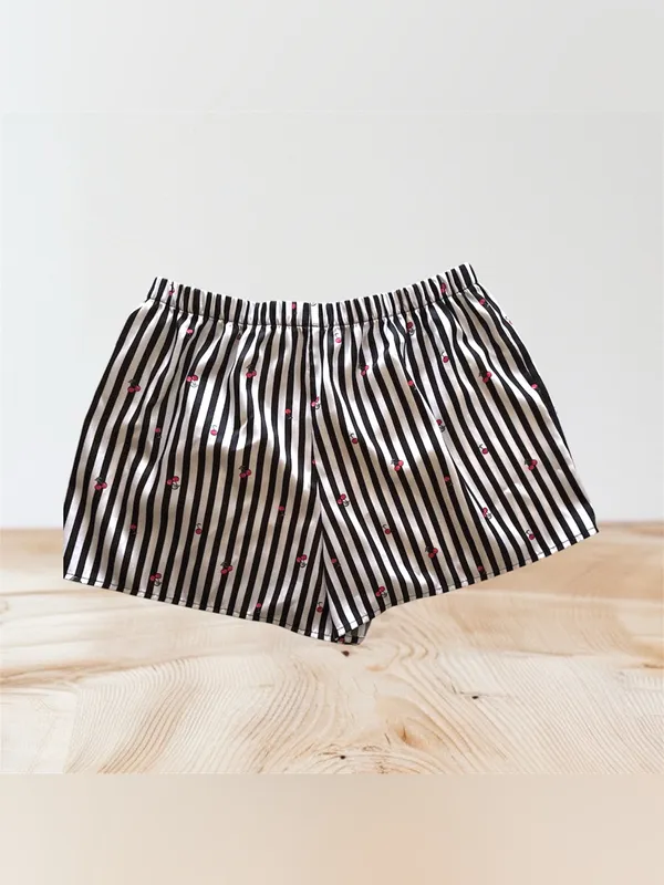 BLK & WHT STRIPED Lounge shorts wireless-OVER RED CHERRIES LOUNGE RESORTS - Image 2