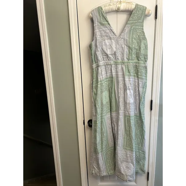 Universal Thread Women’s XL Green Paisley Bandana V Neck Boho Maxi Dress Pockets - Image 3