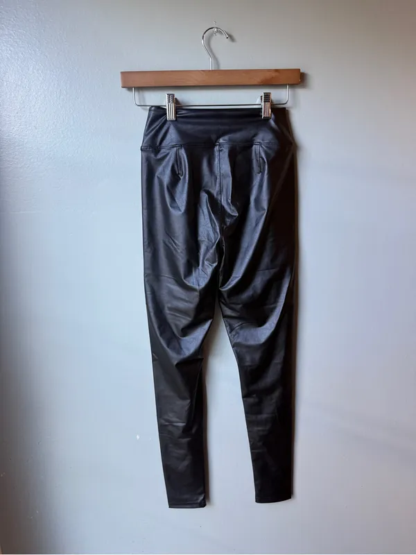 Offline by Aerie Black Faux Leather High Rise Leggings Size Medium - Image 3