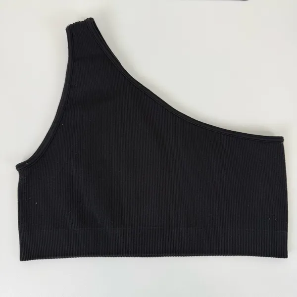 Set Active Women's Size S SCULPTFLEX RIBBED ONE SHOULDER BRA Black - Image 4