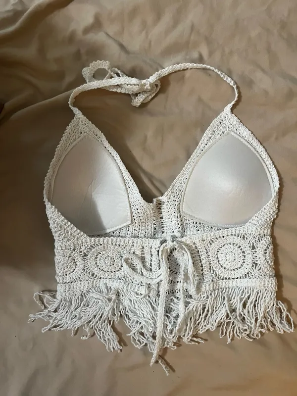 Crochet Halter Top White - Image 2