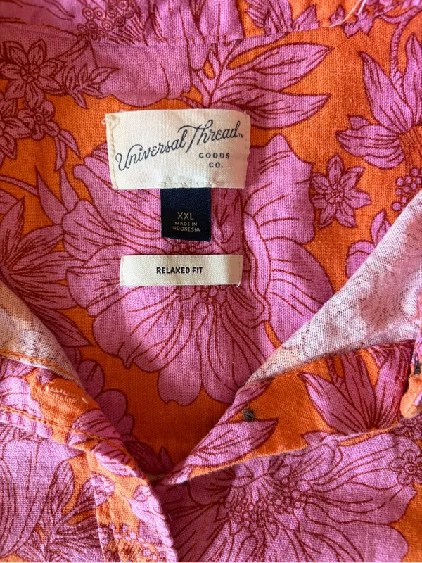 Universal Thread Orange & Pink Floral LS Relaxed Fit Button Up Shirt Women’s XXL - Image 6