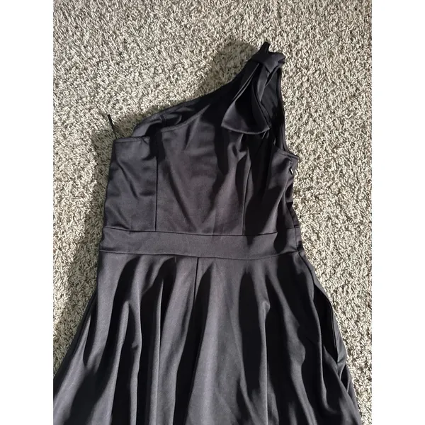 Jasambac Women's Black One Shoulder A Line‎ Dress Size Large - Image 7
