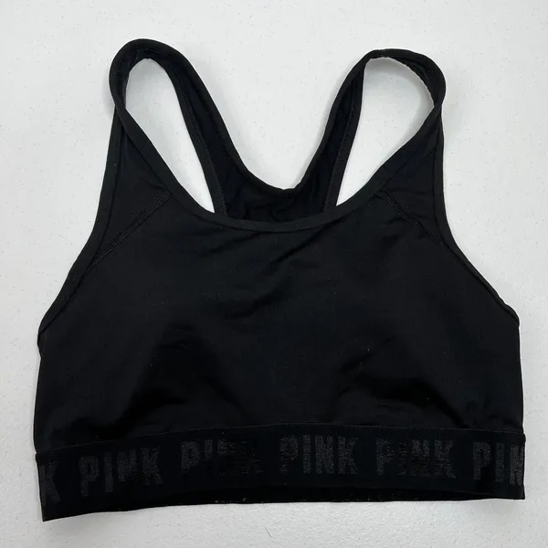 Victoria's Secret VS Pink Size S Sports Bra Ultimate Lightly Lined Black Padded‎ Band Logo Women’s - Image 2
