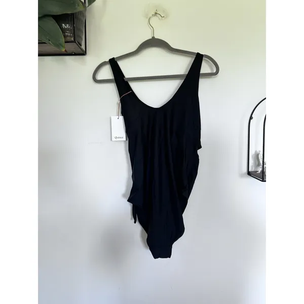 NWT Quince Black Tie Wrap One Piece Swimsuit Size Large - Image 2