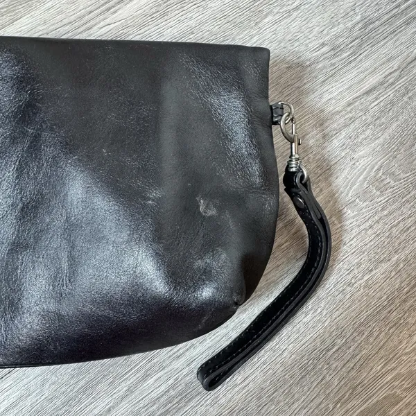 Patricia Nash Valerie Leather Foldover Wristlet Clutch Black Minimalist FLAW - Image 10