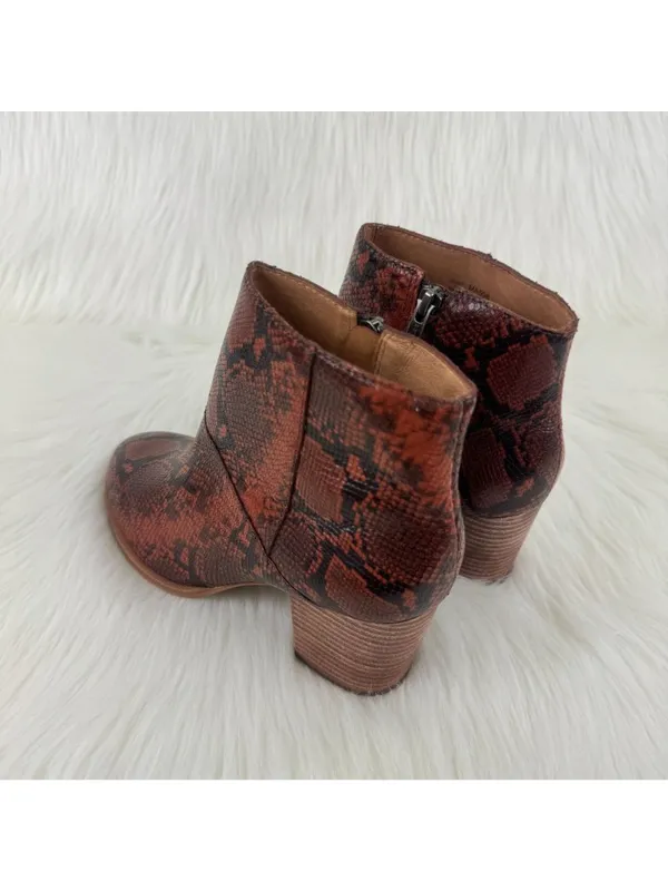 NWOB Madewell The Rosie Snake Embossed Leather Ankle Boots US 8.5 Dark Cinnabar - Image 7