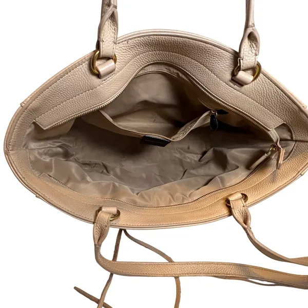 Rebecca Minkoff‎ Regan Tote Bag Womens Large Beige Pebbled Leather Tassel Gold - Image 10