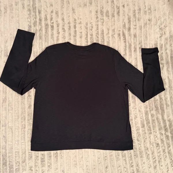 Rachel Zoe Womens Long Sleeve Slub Knit Crewneck Top Charcoal Gray Black Large - Image 6