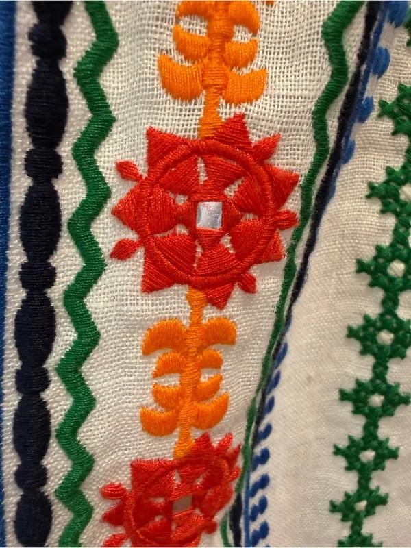 Tory Burch Embroidered Peasant Maxi Dress Cover-up On or Off Shoulder Small - Image 9