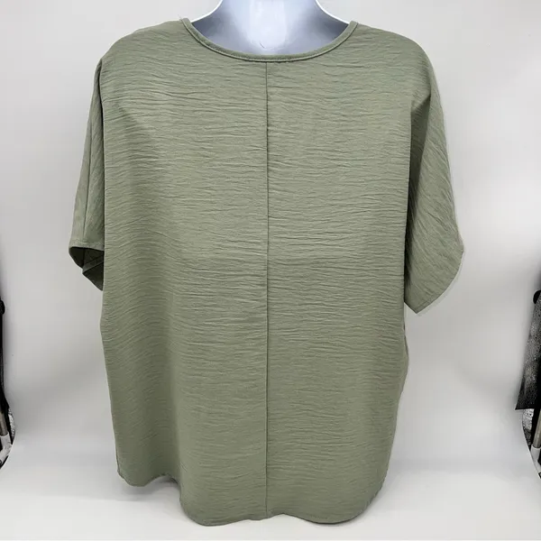 Entro Sage Green V-Neck Short Sleeve Top - Image 5