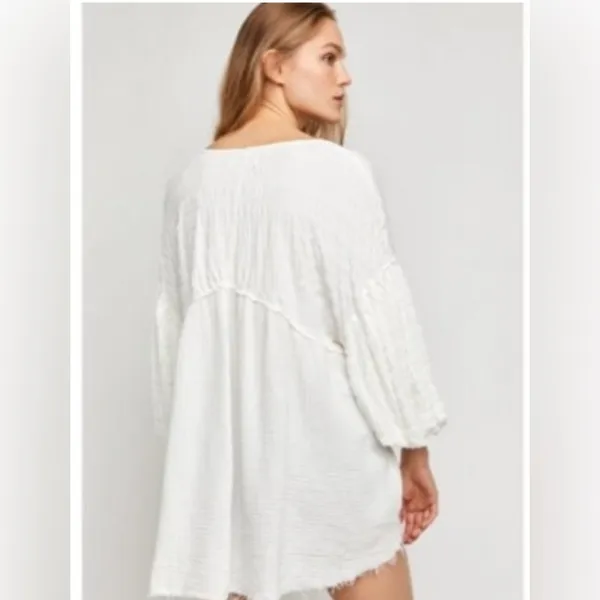 Free people flower power smocked boho top off-white S M - Image 2
