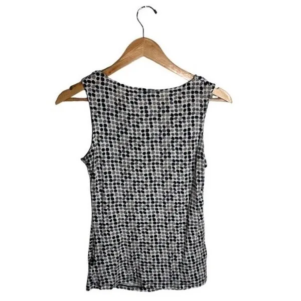 Banana Republic Cowl Neck Top Sleeveless Size XS Grey Oversized Polka Dot Office - Image 4