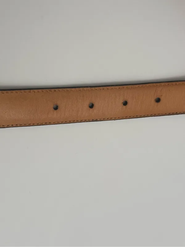 Vintage Coach Navy Blue Leather Women’s Belt with Brass Buckle Size Medium - Image 7