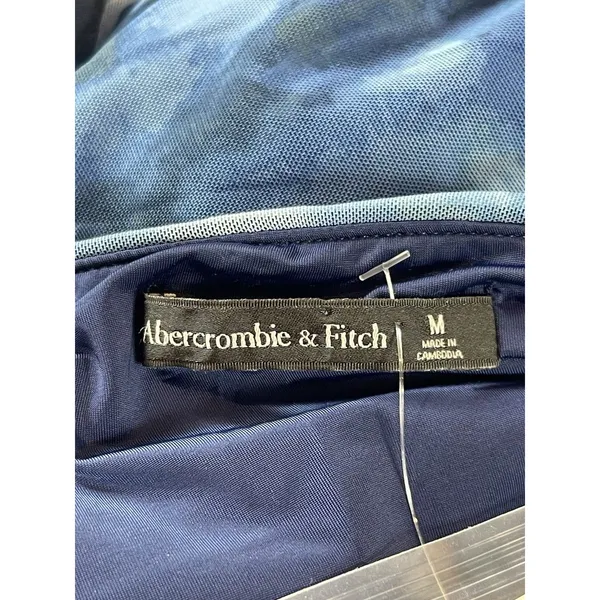 Abercrombie & Fitch Blue Mesh Ruched Strapless Lined Maxi Dress M NWT - Image 6